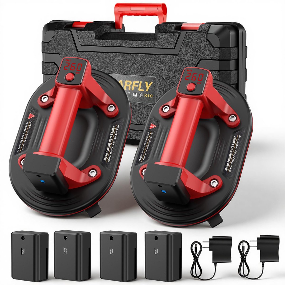 Accuzuiger 25,4 cm - set van 2 - 260 kg - ideaal voor tegels en glas - ShopVlot