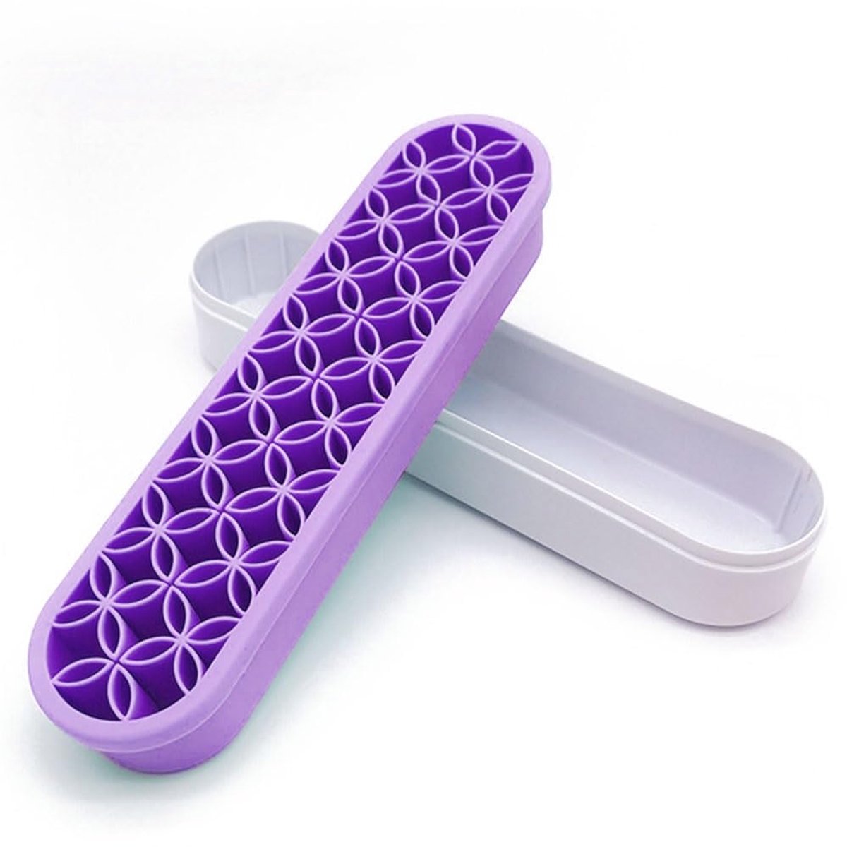 Make-up borstelhouder 21 cm - lichtpaars siliconen - organizer voor schaar en penselen - perfect voor cosmetica - ShopVlot
