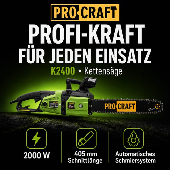 Procraft K2400 kettingzaag 2000 watt 405 mm zaaglengte — afbeelding 3