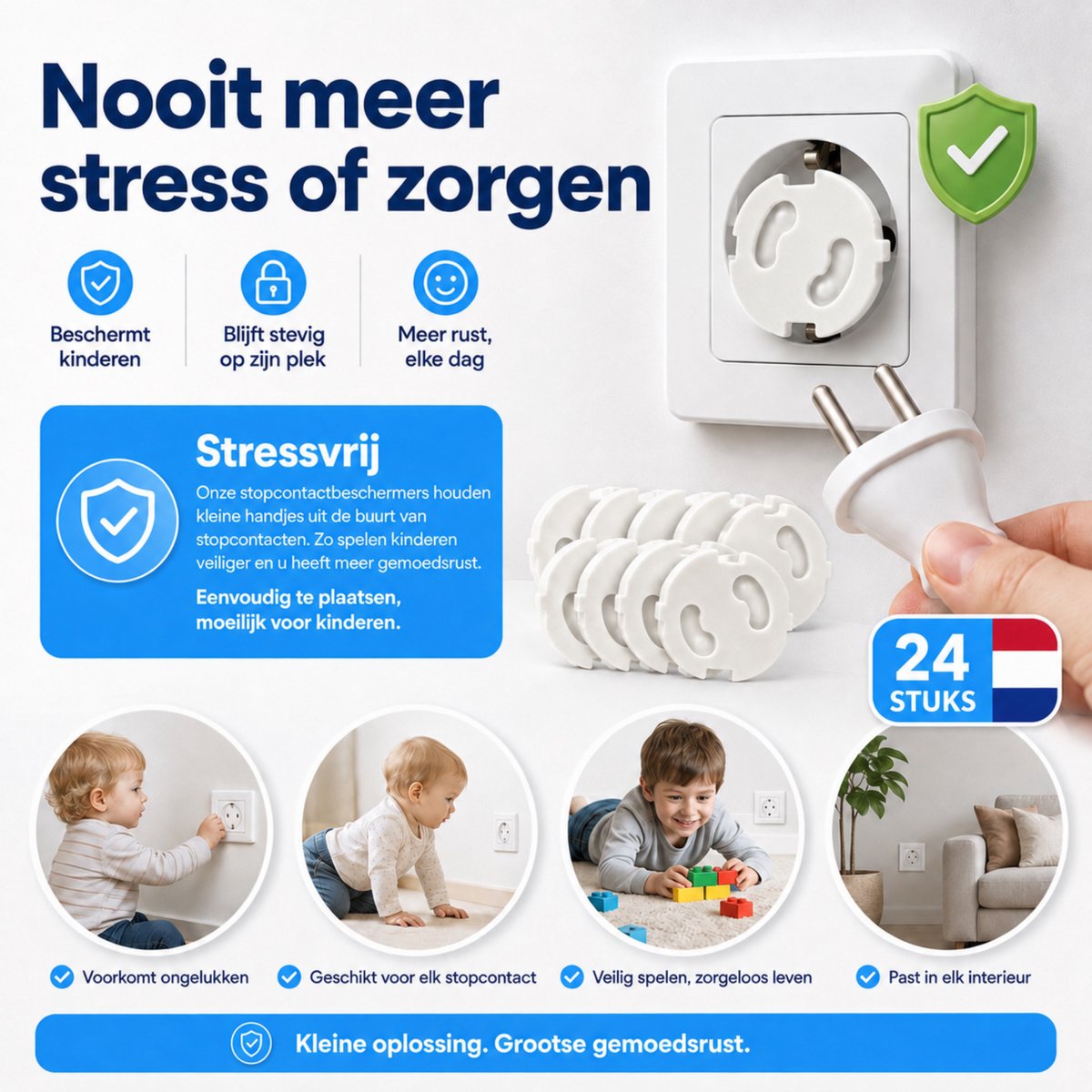 Stopcontactbeveiliging – 24 Stuks – Baby- & Kinderbeveiliging – Nederlandse Stopcontacten – Stopcontactbeschermers – foto 3