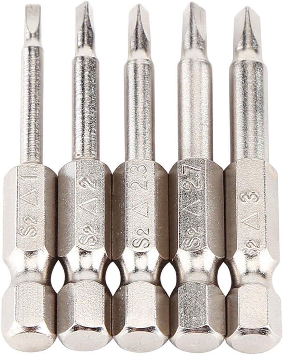Set van 5 Stuks 50mm Hexagonale Magnetische Driehoek Schroevendraaier Bits - Geschikt voor TA1.8, TA2.0, TA2.3, TA2.7 en TA3.0 - Perfect voor Precisiewerk en Klusprojecten