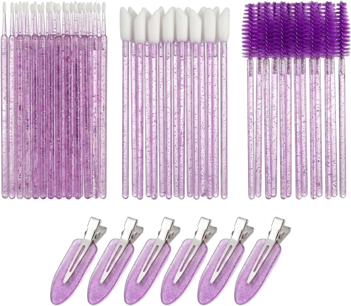 Set van Wegwerp Mascara Wands en Lip Wands, Makeup Tool Kit met 50 Wimpers en 50 Lipborstels, Inclusief 100 Micro Makeup Borstels en 6 Accessoires voor Perfecte Make-up