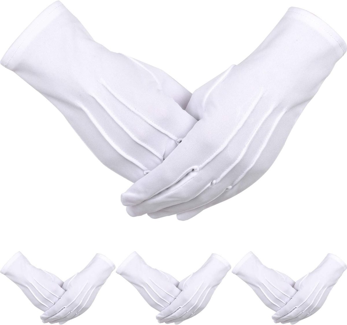 4 Paar Volwassen Uniforme Spandex Handschoenen voor Politie, Formele Smoking en Parade Kostuum