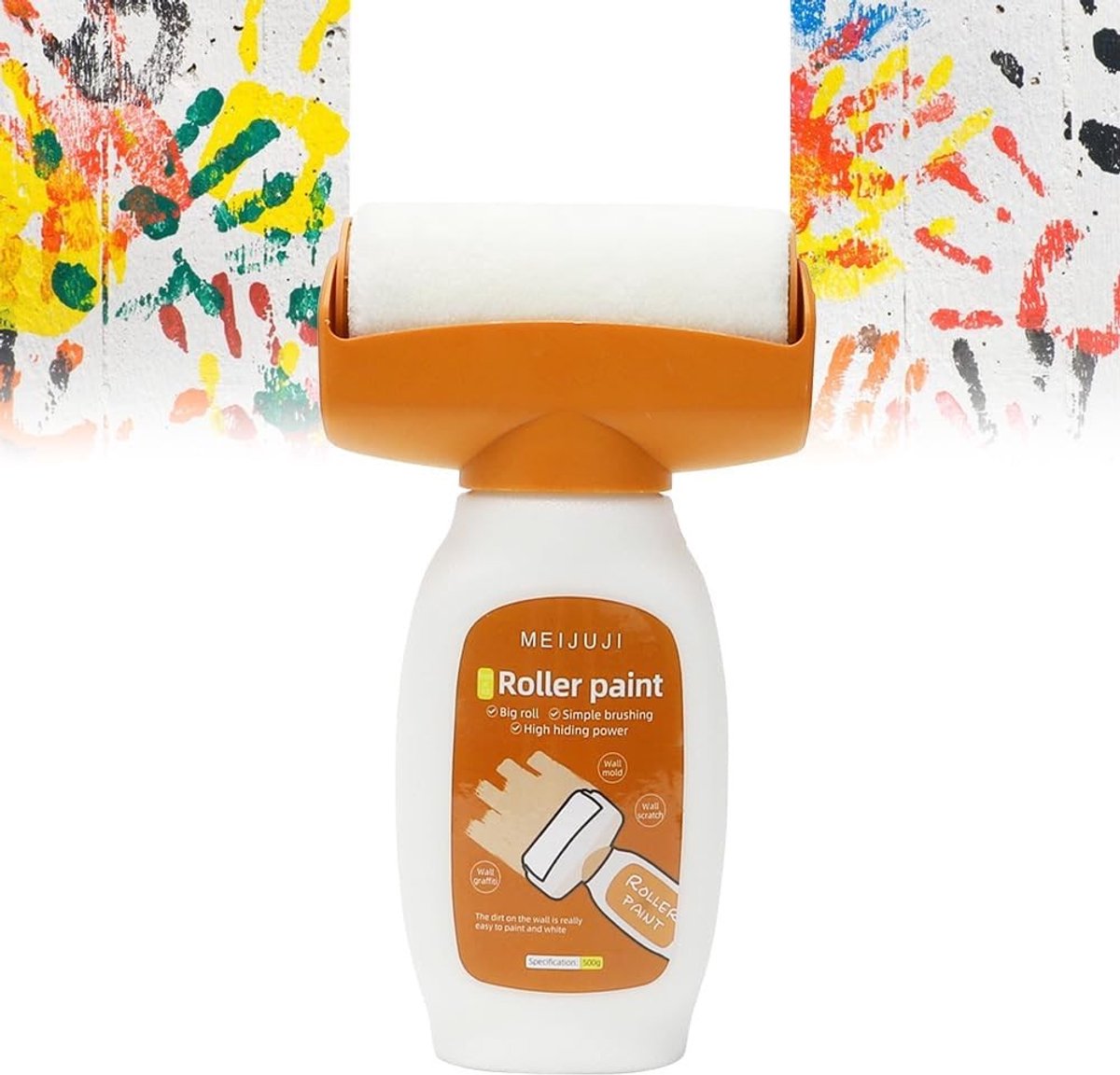 Witte Muurverf Reparatie, Muurherstel, Verfroller met Herstelpad voor Krassen, Vlekken en Scheuren (500g)