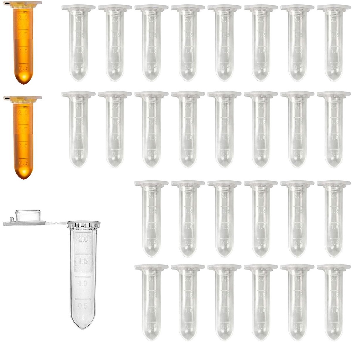 300 stuks centrifugebuizen 2 ml met polypropyleen dop, ideaal voor laboratoriumtests en experimenten