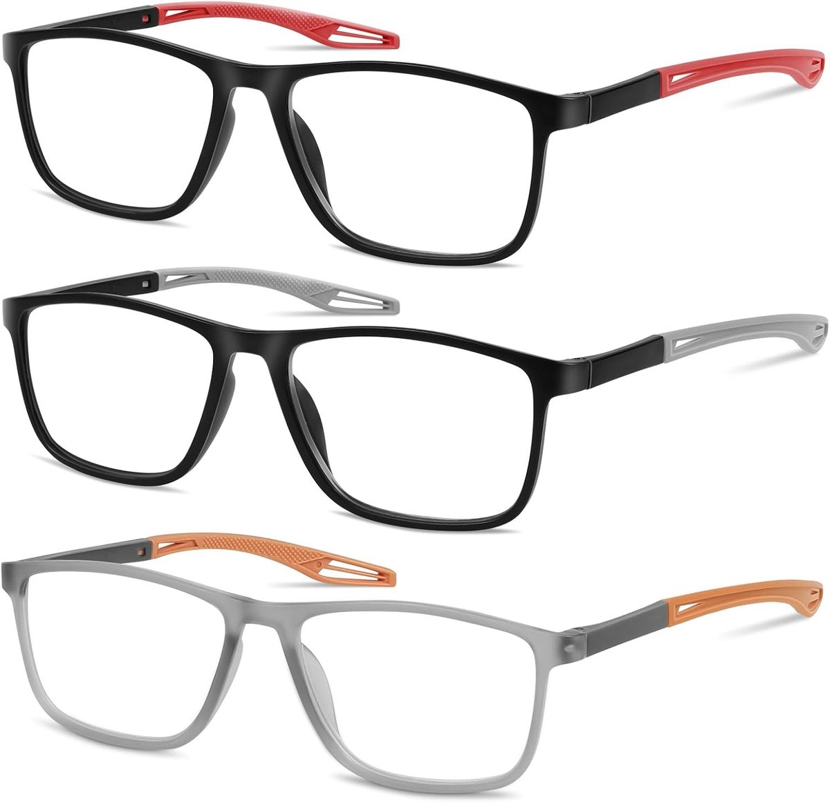 Set van 6 Schokbestendige Leesbrillen voor Computergebruik, Blauw Lichtfilter, Flexibel en Unisex