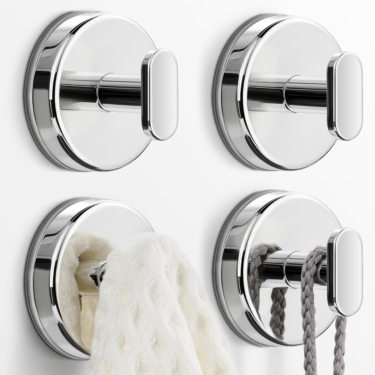 Extra sterke zuignap haken voor douche: 6.8kg hangers voor badkamer, keuken, tegels en glazen oppervlakken - waterdicht en roestvrij, 4-pack