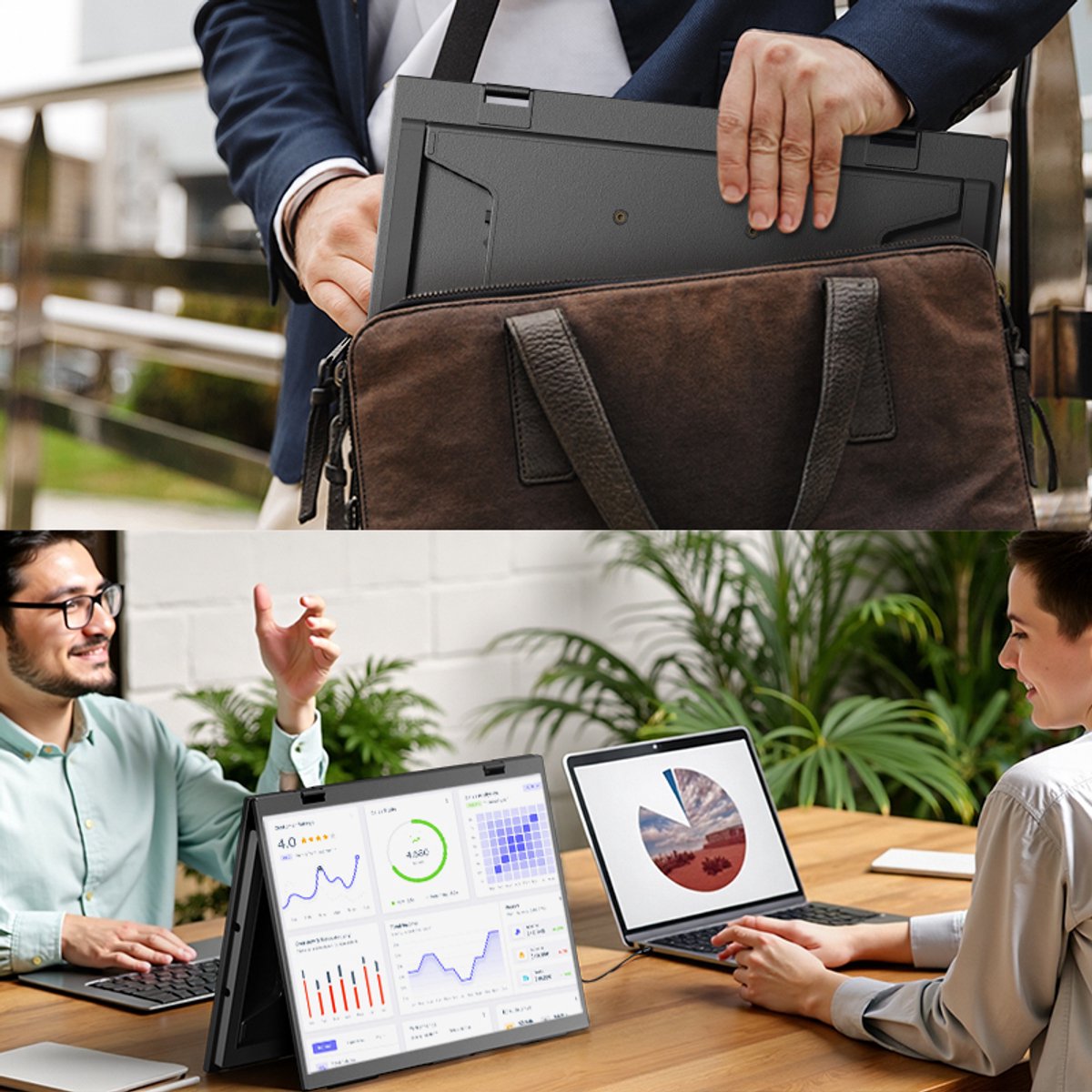 Monitor 15,6 Inch IPS FHD HDMI USB-C - Draagbare Laptop Scherm Extender - Ingebouwde Luidsprekers - Voor Office En Mac - Full HD Display
