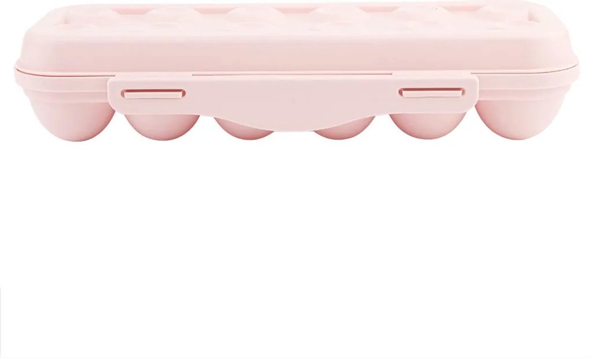 Grote plastic eierbewaardoos, stapelbare opbergorganizer (roze)