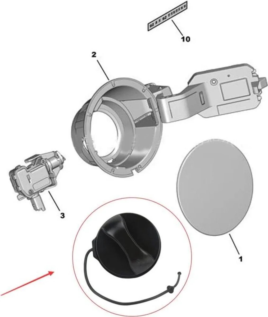 Tankdop 1609818980, een vervangende tankdop Geschikt voor Peugeot 301 (2008), 3008, 308, 408 en 508.