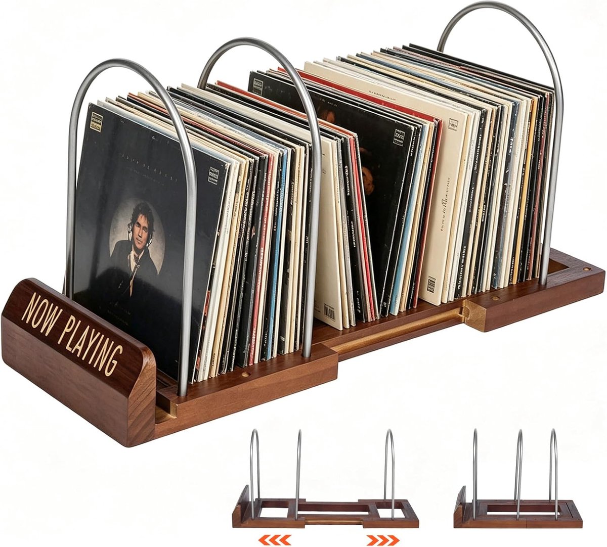 Vinyl Record Storage Stand, Uitbreidbare Record Houder voor 30-70 LP's - ShopVlot