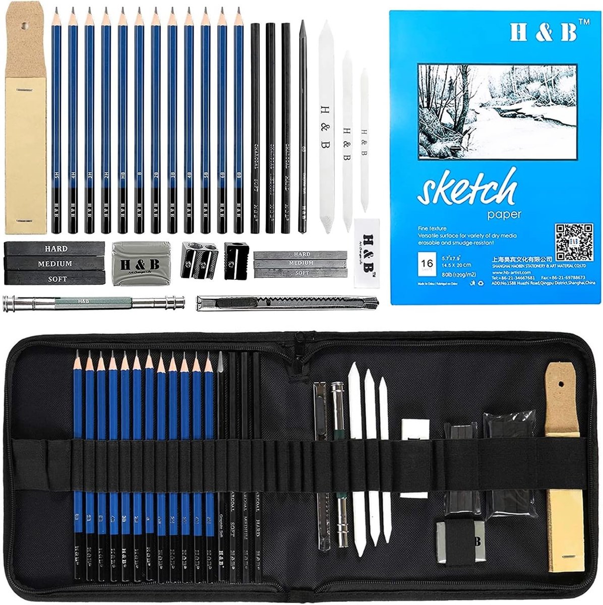Tekenset - Multicolor - 33 Stuks - Professionele Kunst Set met Draagbare Etui - Voor Kunstenaars en Studenten