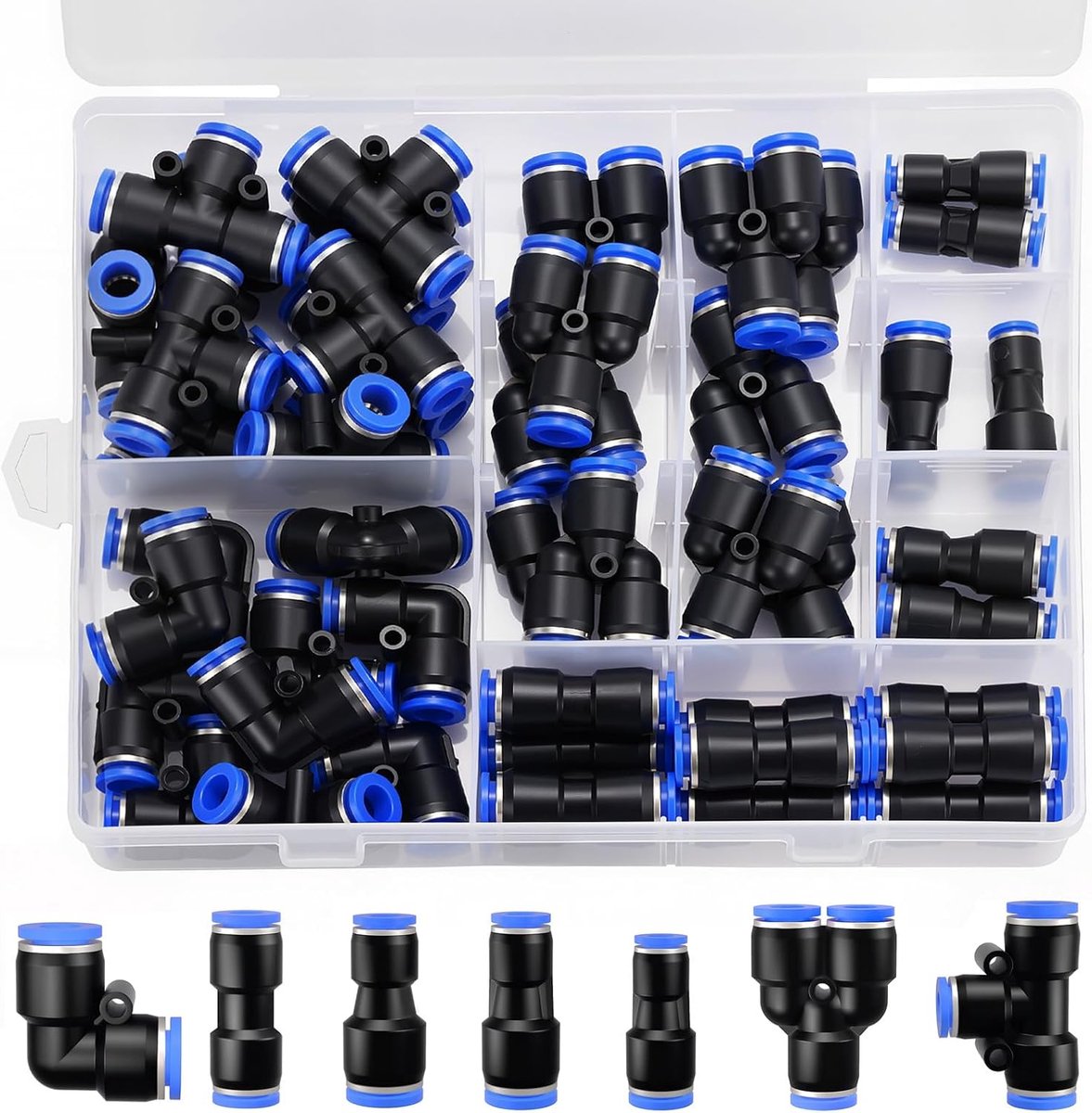 Pneumatische Quick-Push-in-verbindingskit 8 mm - rechte/hoek/T/splitter-aansluiting - reduceeraansluitingen 4-8 mm - ShopVlot