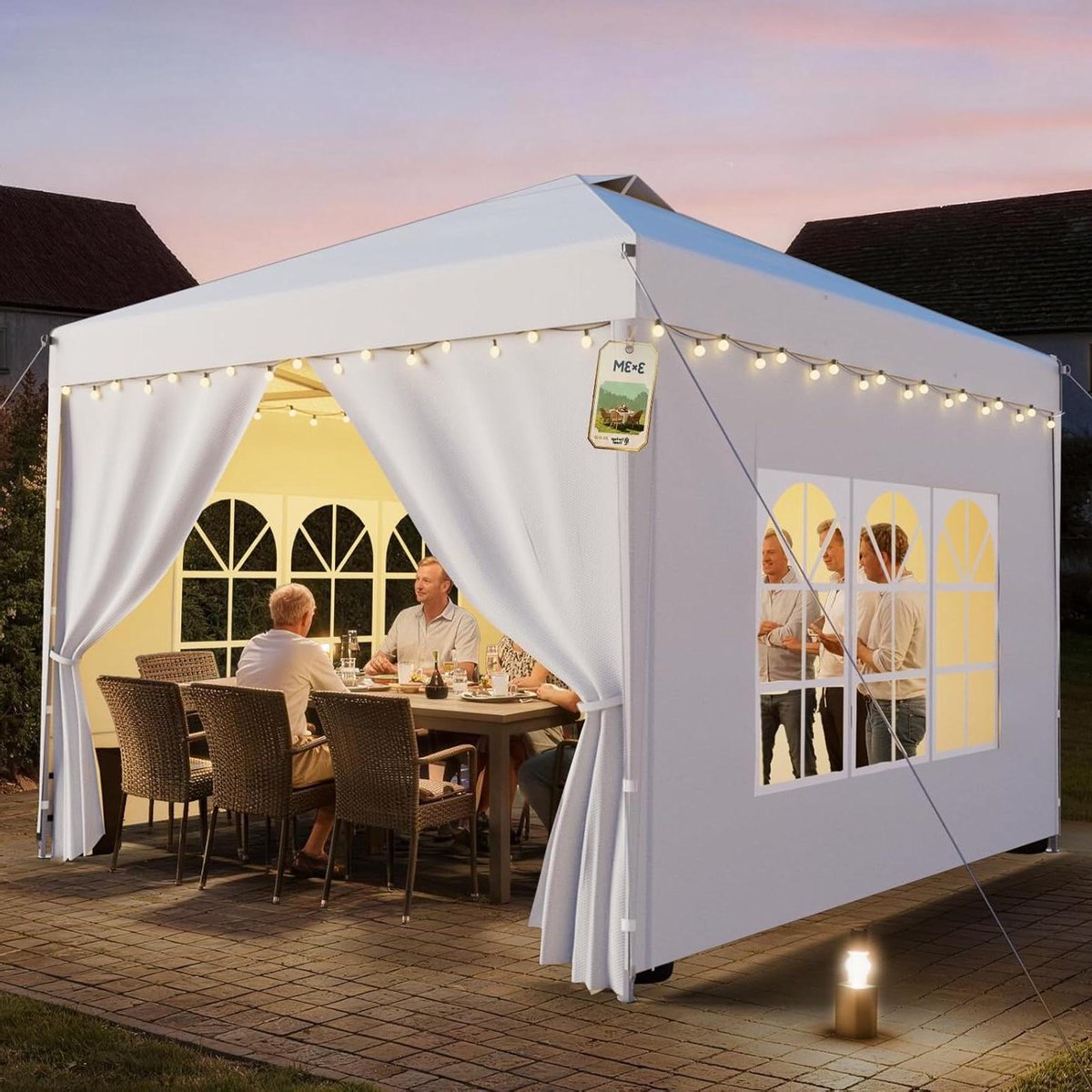 Opvouwbaar Paviljoen - Partytent Pop-up - Buiten Bijeenkomen - In Hoogte Verstelbaar - 3x3 Meter - Wit