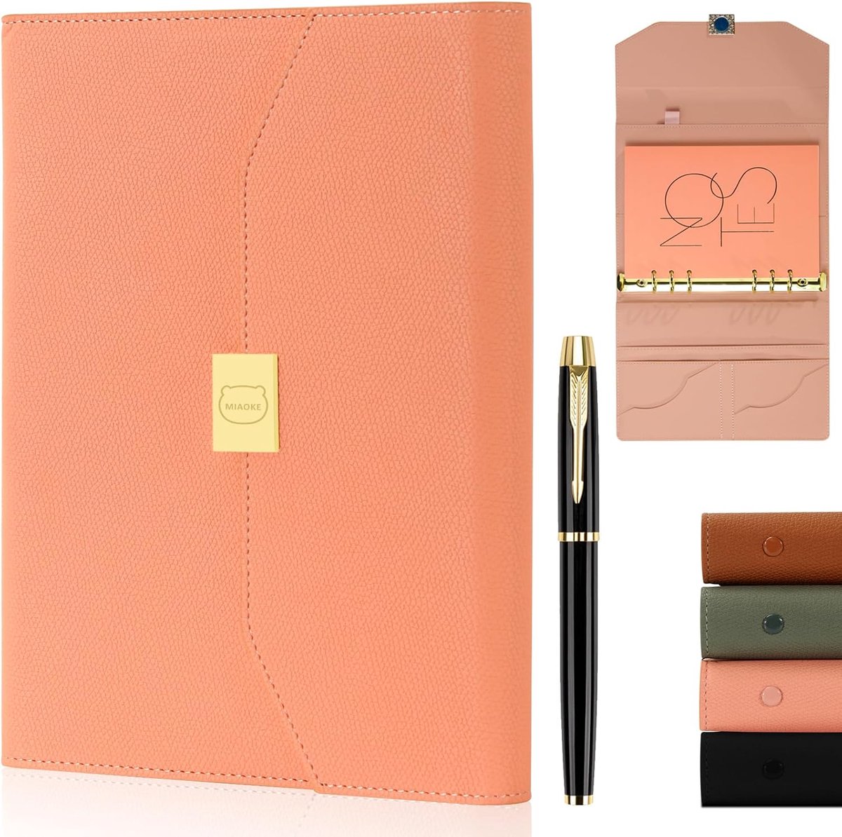 Notitieboek hardcover - leren - navulbaar met 6 ringen - ideaal voor notities - ShopVlot