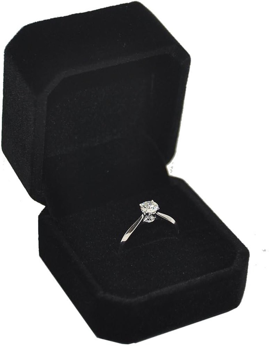 Ringdoos fluwelen - zwarte sieraden geschenkdoos - voor verloving of bruiloft - elegante presentatie - ShopVlot