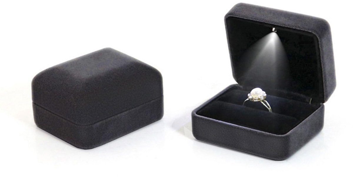 Sieradendoos met LED-verlichting - Luxe flanellen geschenkdoos - Voor ring, ketting of armband - ShopVlot