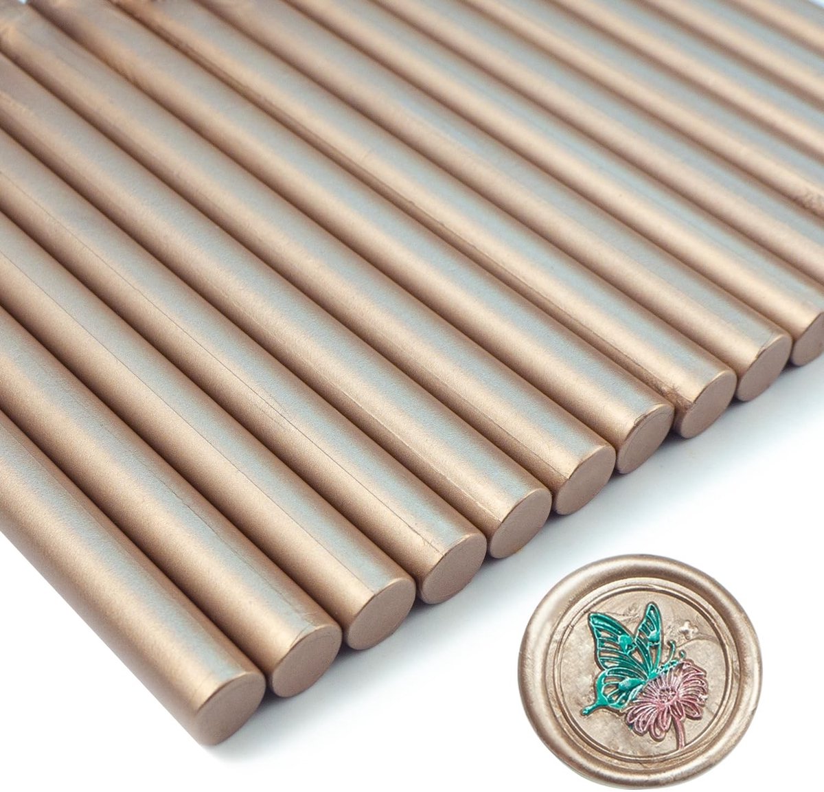 15 Stuks Wax Seal Sticks voor Lijmpistool - Ideaal voor Briefen, Wenskaarten en Bruiloften in Champagne Goud