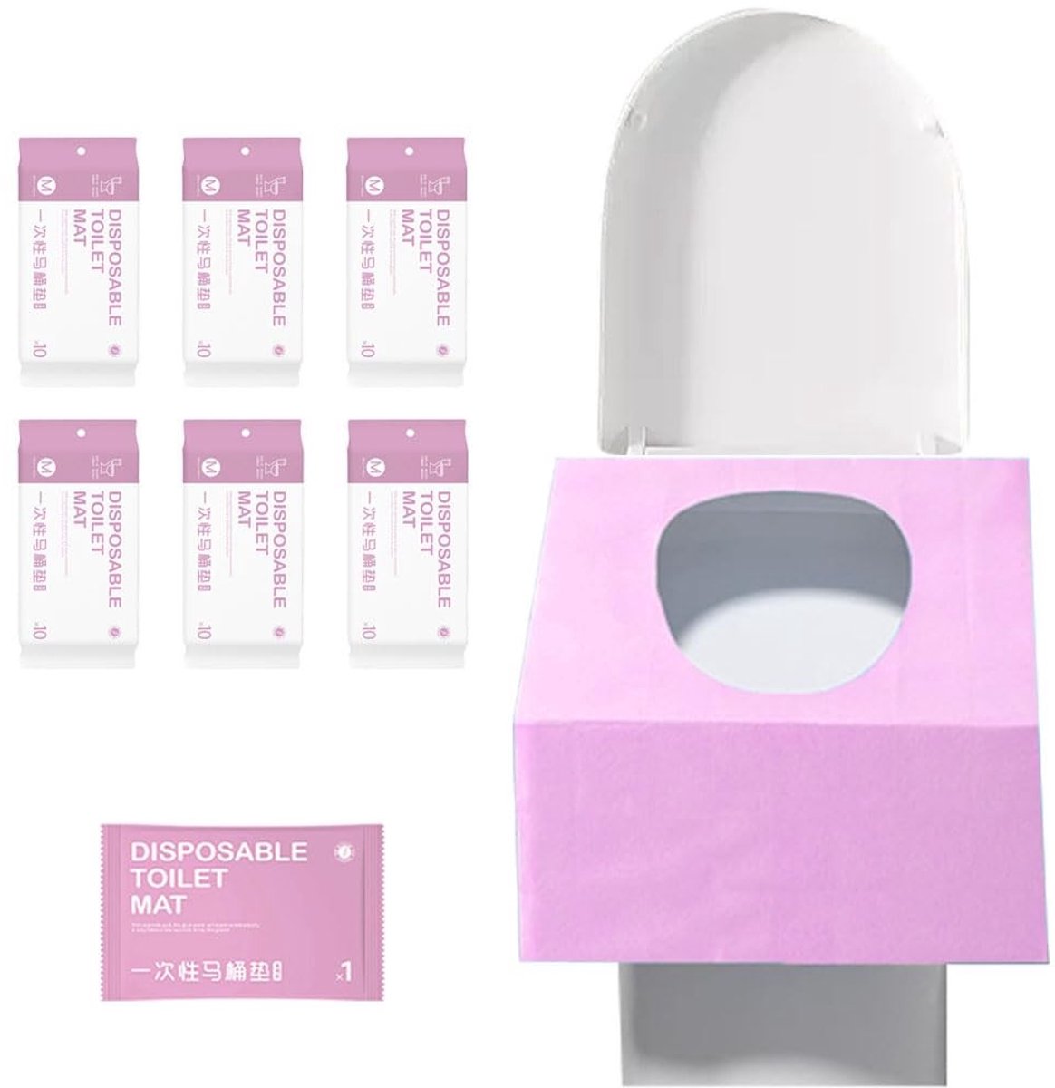 Verwisselbare Toiletbril Beschermhoezen, 60 Stuks Waterdichte Pads voor Kinderen en Volwassenen, Ideaal voor Reizen en Publieke Toiletten