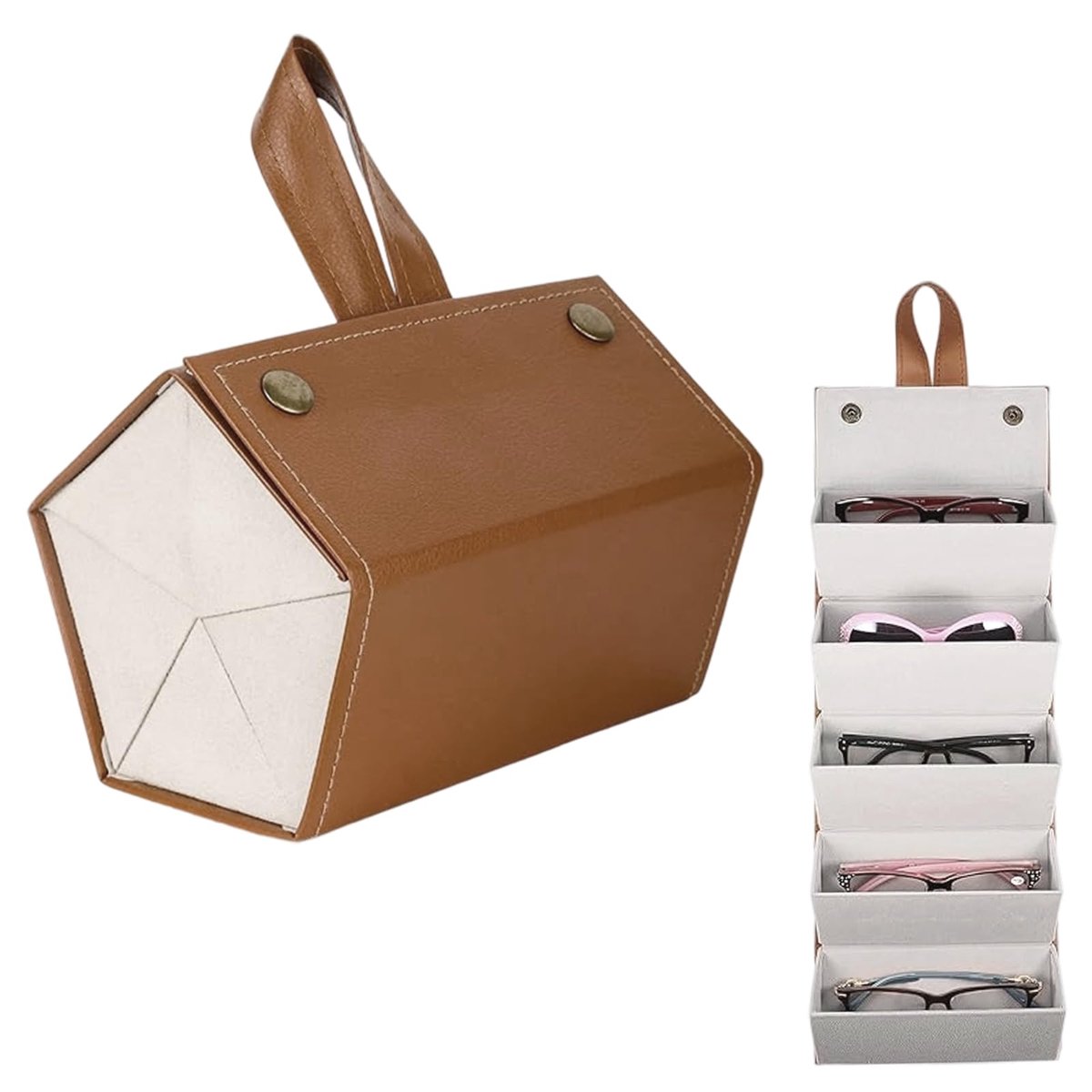 Zonnebrillenopslag zwart - leren brillenhouder - muurbevestiging - ideaal voor brillen en sieraden - ShopVlot