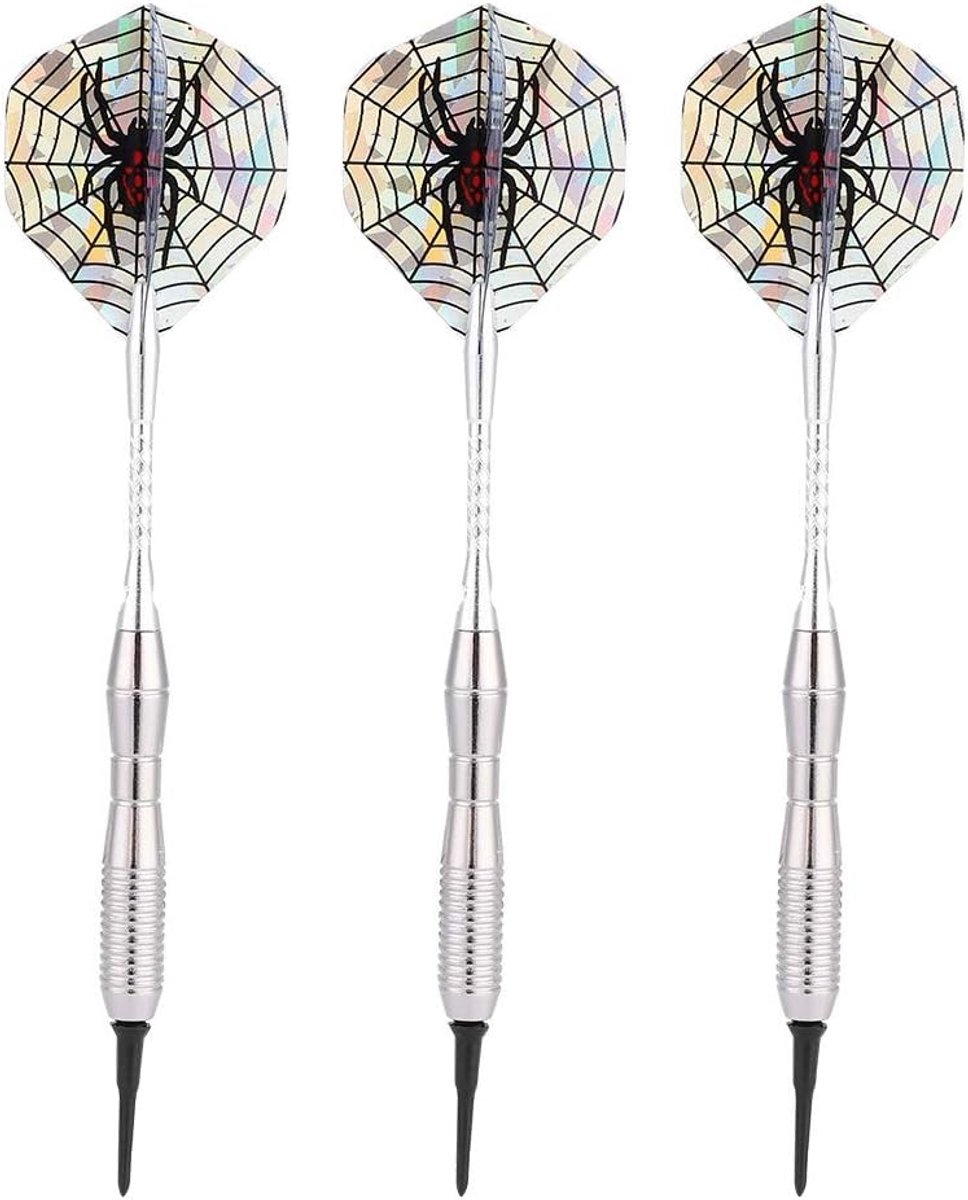 Set van 3 zilverkleurige zachte darts met stalen punten van 3,5 cm - 18 gram, ideaal voor dartspellen en recreatief gebruik