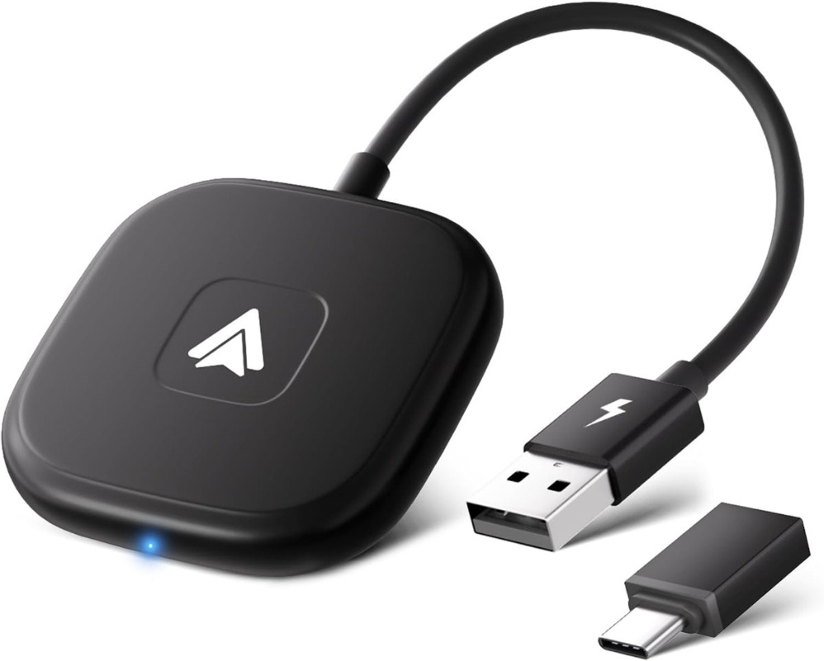 QUOVO® Dongle Pro - Geschikt voor Carplay & Android auto - Draadloos / Wireless Carplay – USB Of USB-C Aansluiting
