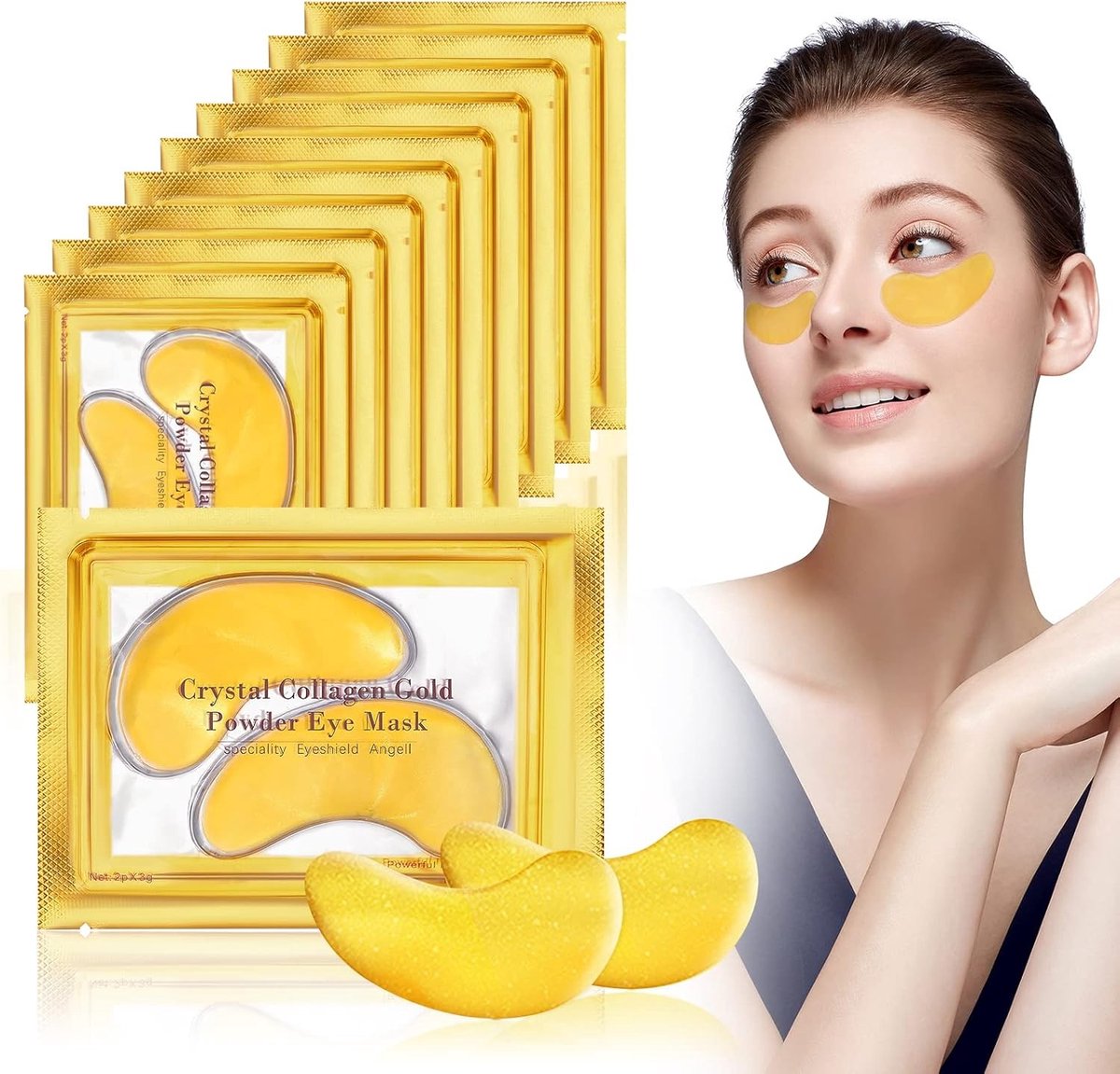 24K Gouden Onder Oog Behandelmasks, 10 Paar Natuurlijke Gel Patches voor Rimpels, Donkere Kringen en Hydratatie van de Huid