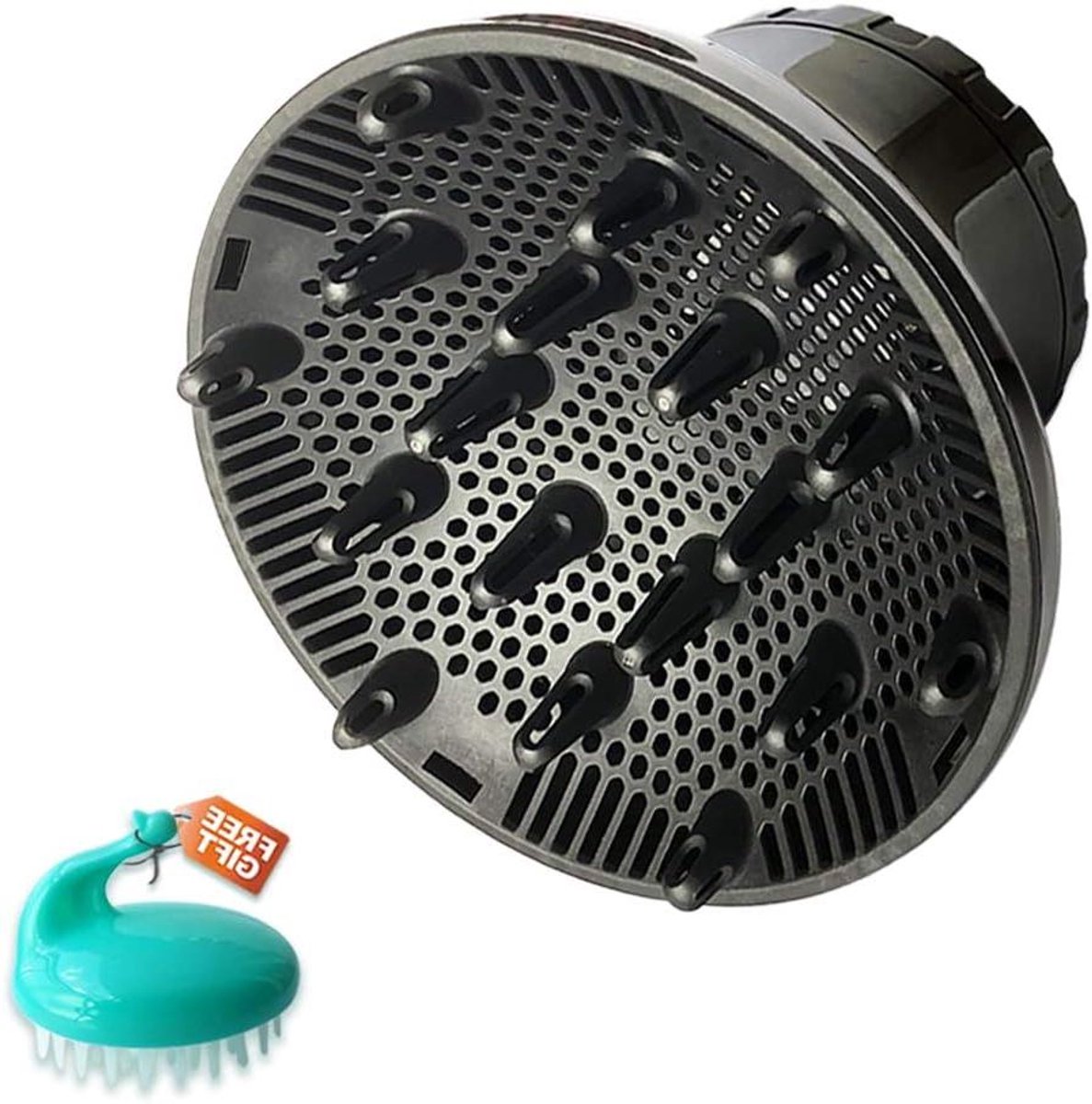 Haardiffuser Opzetstuk - Krullen Versterker - Volume Creëren - Universele Pasvorm - 355 - 66 cm - Roze Zwart