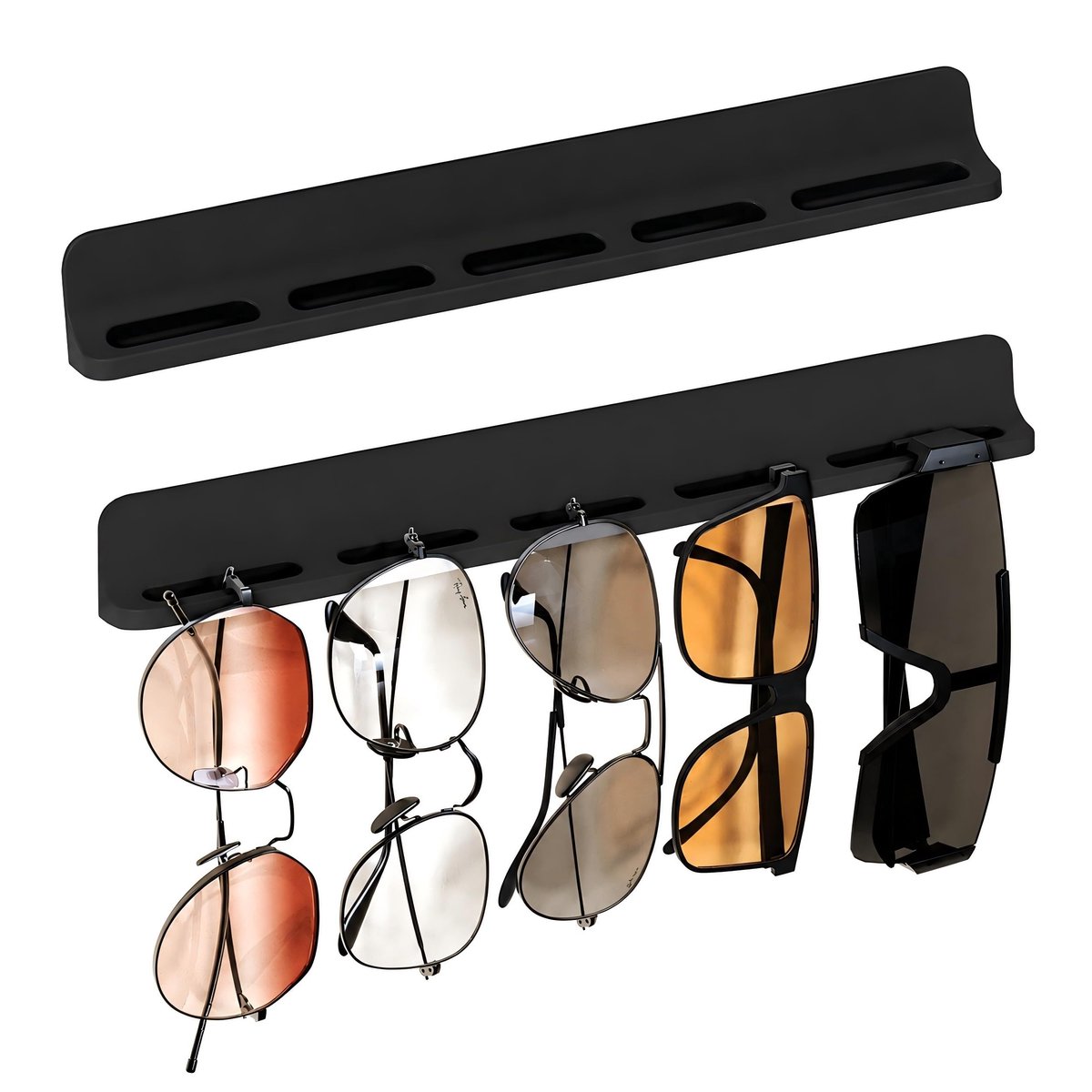 Zonnebrilorganizer siliconen - wandgemonteerde brillenhouder - zwarte decoratie - handige opbergoplossing - ShopVlot