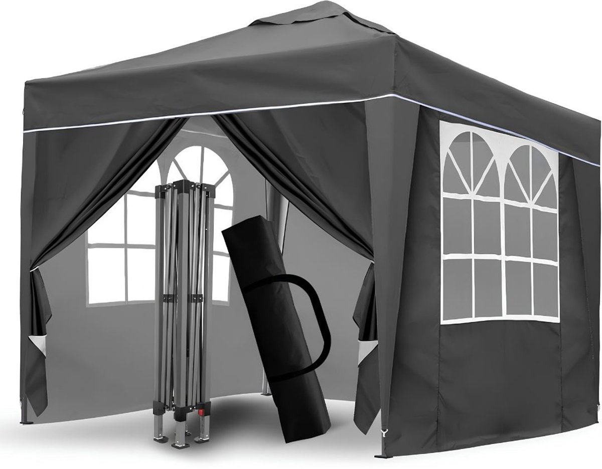 TYR® Partytent - Partytent 3x3 - Partytent Opvouwbaar - 4 Zijwanden - Grijs - 300cm x 300cm x 230cm