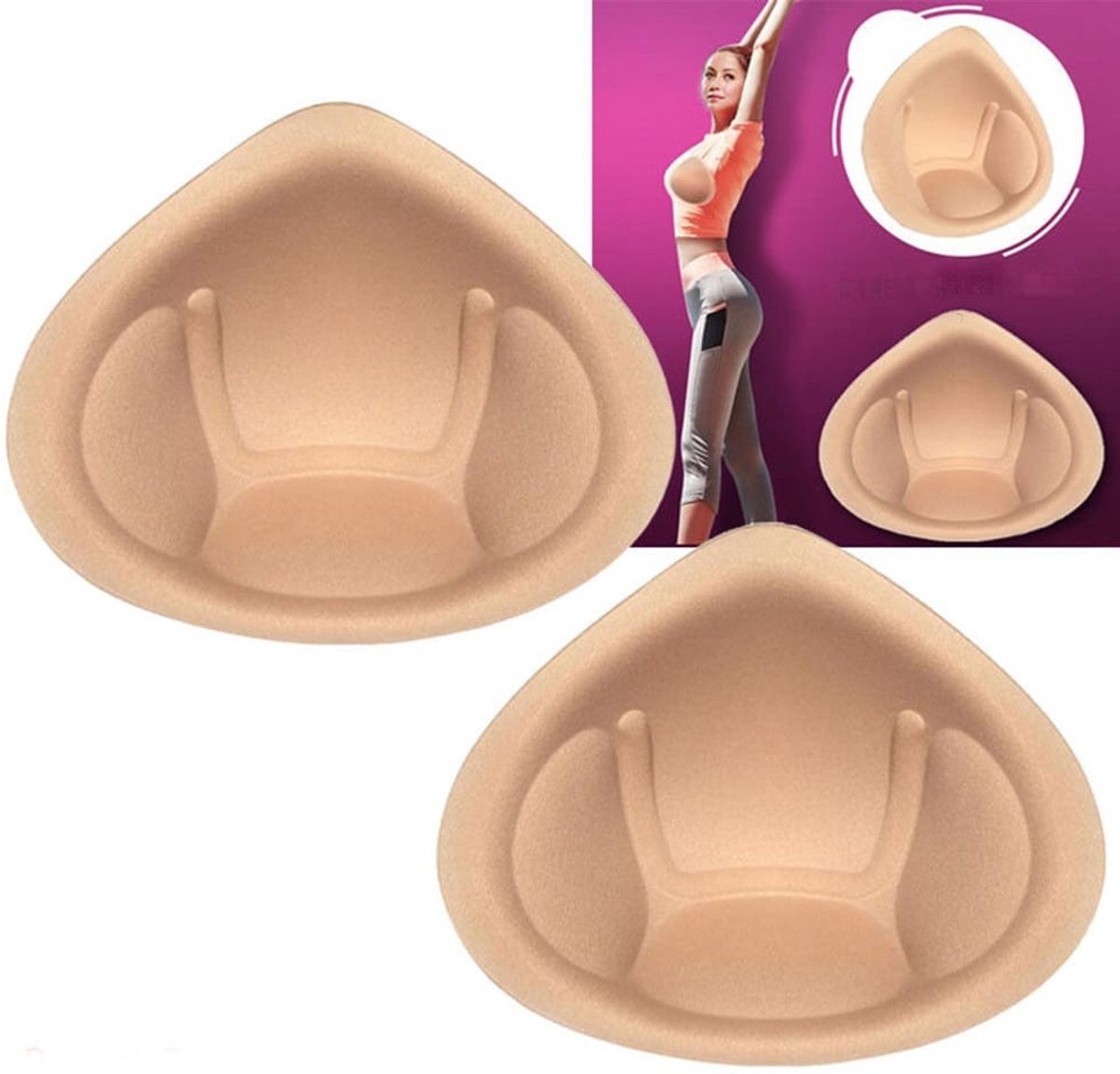 BH Push Up Pads - BH-Pads Comfort - BH Accessoires - Push Up Beha - Voor Badpak & Bikini - Vulling - Beige - LOUZIR
