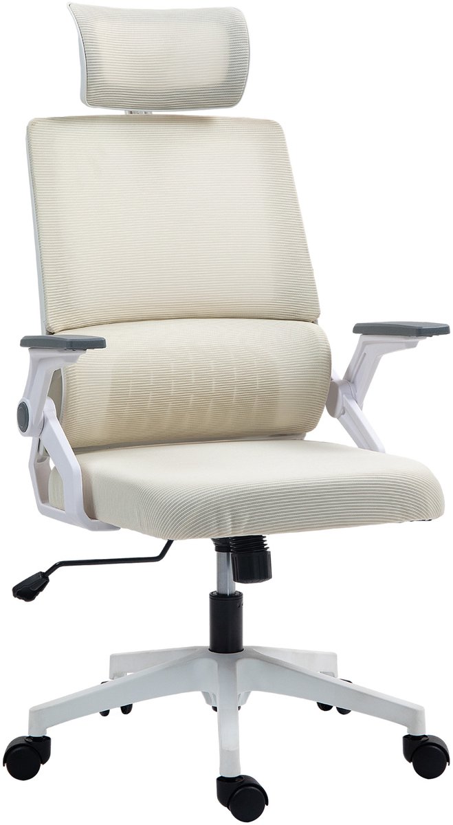 Vinsetto Bureaustoel-Mesh-60L x 61B x 104,5-121,5H cm-Beige