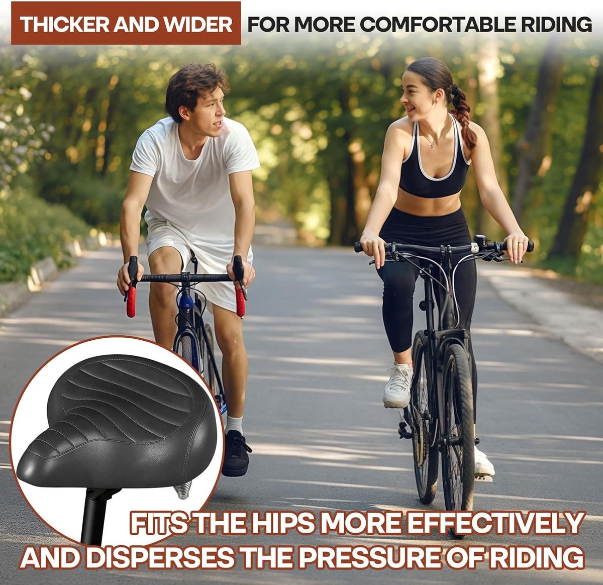 Fietszadel - Bruin - 26,5 x 25 cm - Ergonomisch en Waterdicht - Voor Dames en Heren