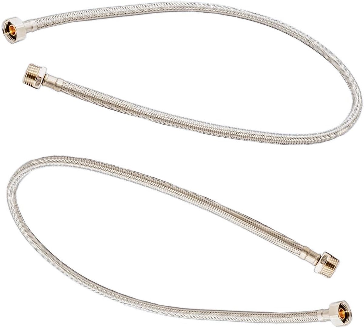 GOLDMAN SERVICE 2 x Male and Female Tube Hose 1/2 Inch Long Hose 1 m Reinforced Mesh Flexible Stainless Steel - ShopVlot