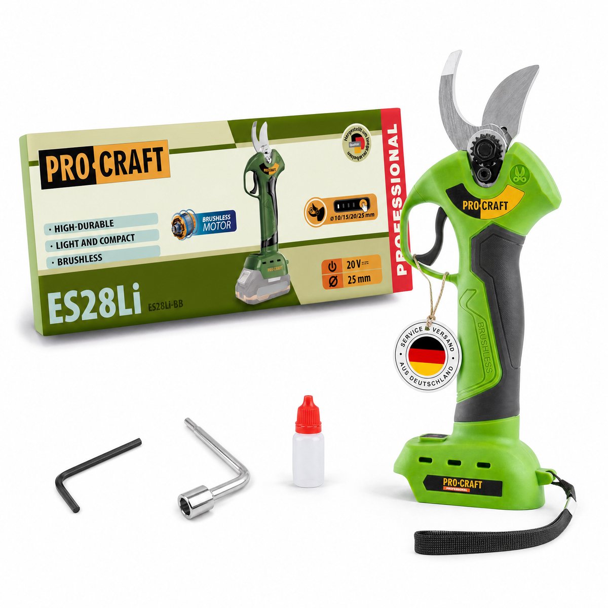 Procraft ES28Li bb accu takkenschaar tuinschaar 20 V 25 mm Solo - zonder accu, zonder oplader