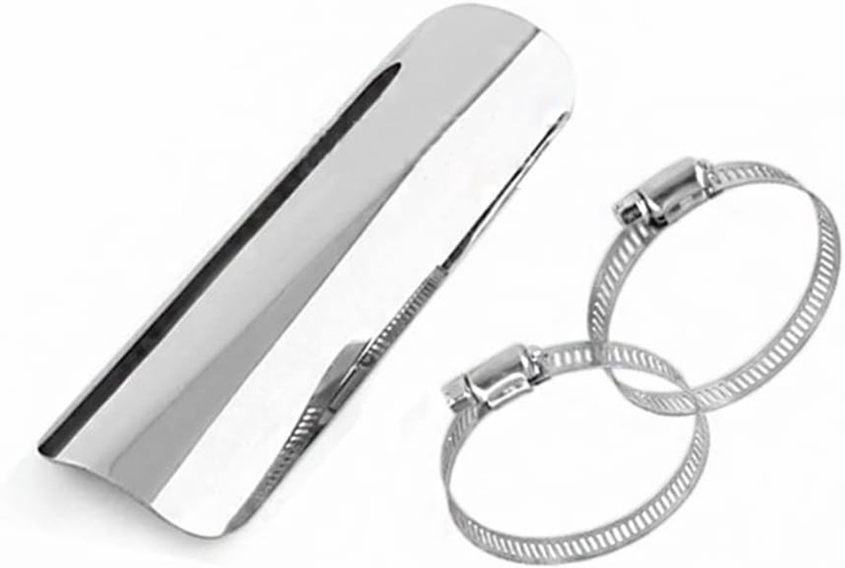 Motorfiets Uitlaatbuis Warmte Isolatie Cover Zwart/Zilver met Verstelbare Klem voor H*ONDA H*ARLEY K*AWASAKI - Bescherming, Hittebestendig, Duurzaam