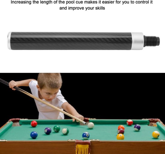 Pool Cue Extension van Carbon Fiber voor Verbeterde Controle en Comfortabel Gebruik bij Biljartspelen - 27 cm lang, Lichtgewicht en Duurzaam — afbeelding 2