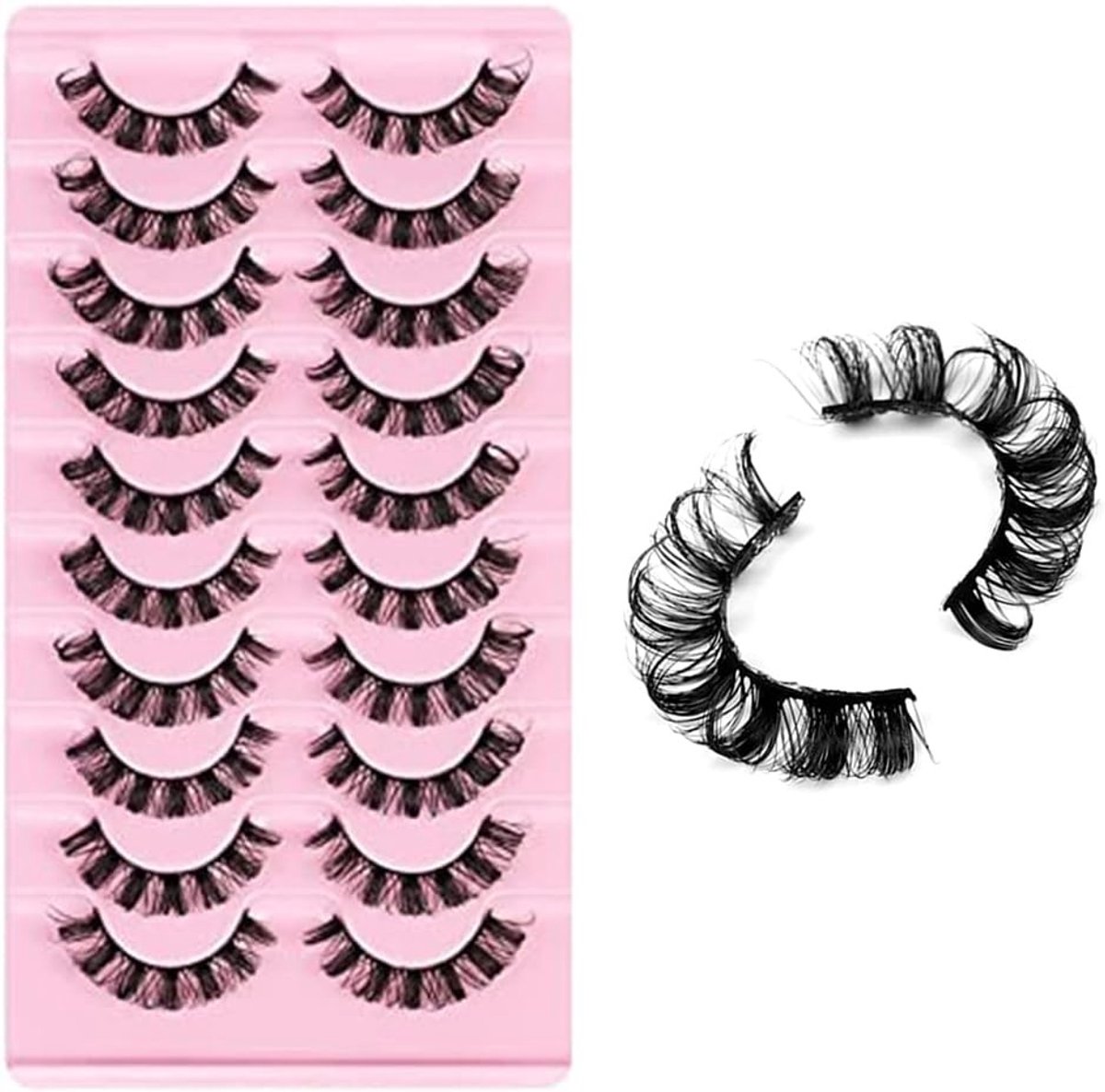 10 Paar 3D Russische Strip Wimpers - Natuurlijke Korte Valse Wimpers met D Curl voor een Prachtige Look