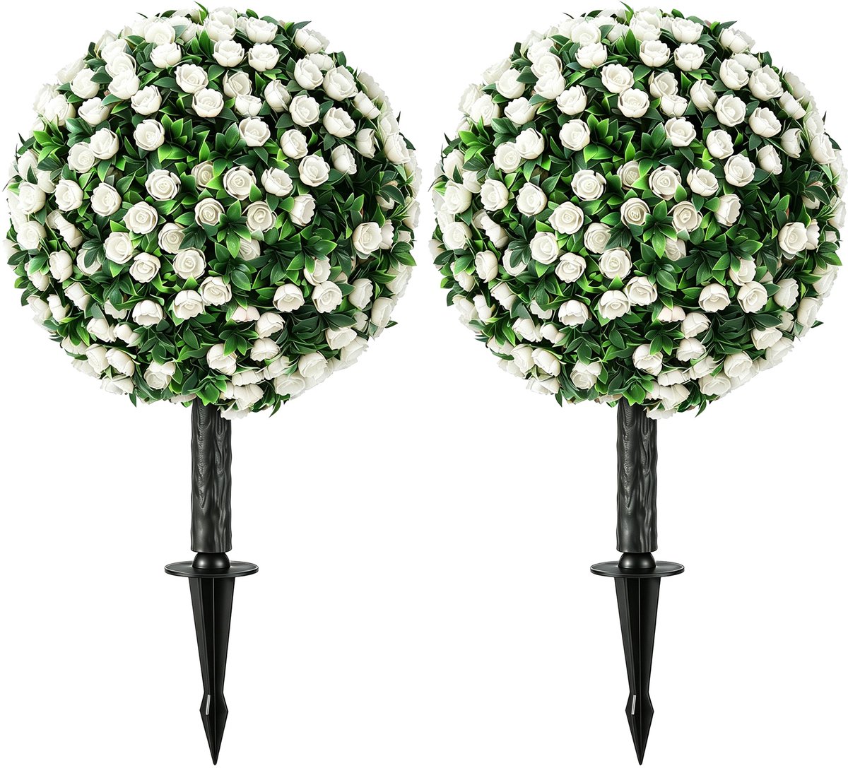 HOMCOM Artificial Plants-PE, Aluminium-30L x 30B x 55H cm-Weiß