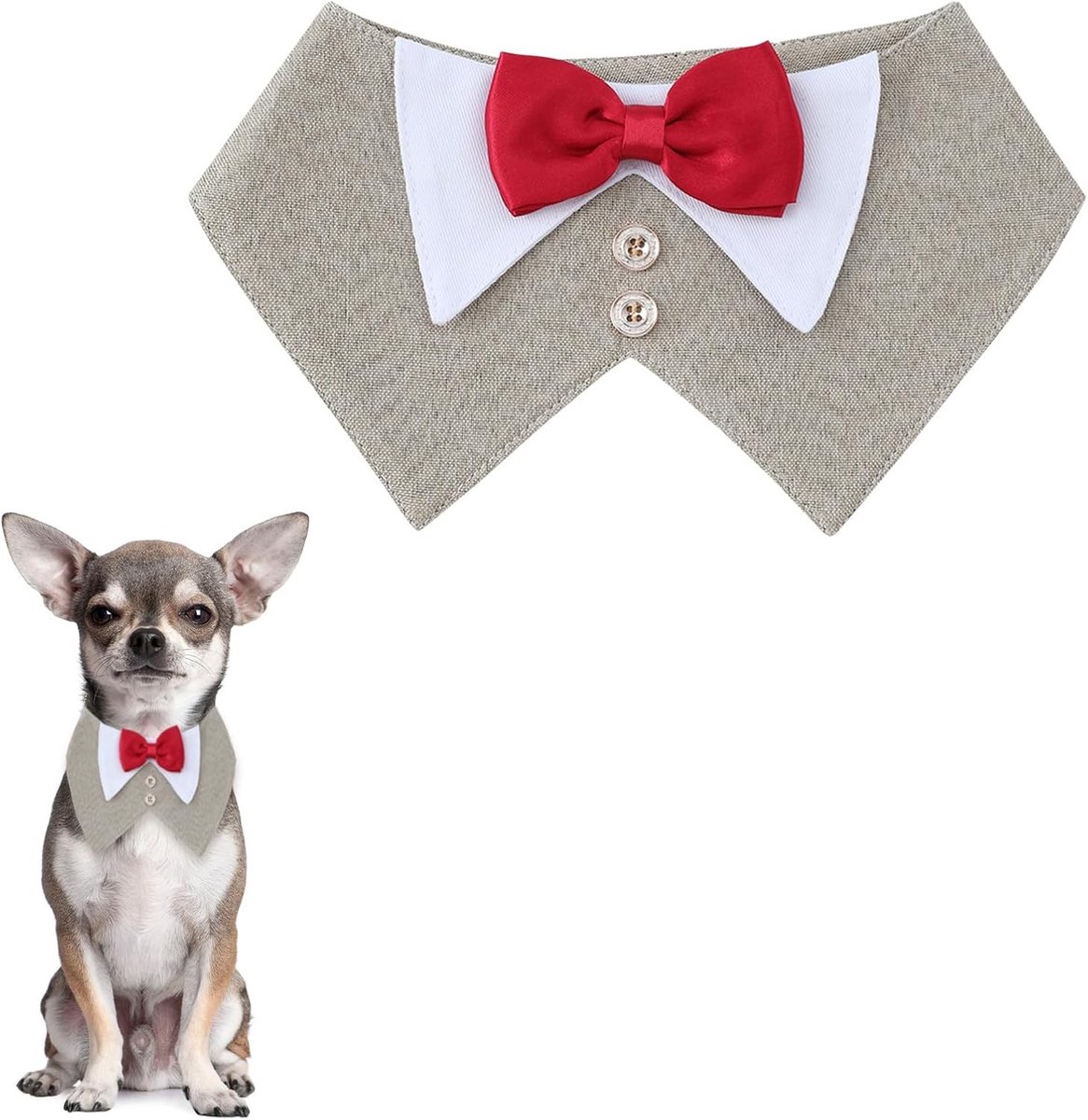 Verstelbare Honden Tuxedo Kostuum met Strik en Bandana voor Trouwerijen, Feestdagen en Verjaardagen voor Kleine, Middelgrote en Grote Honden