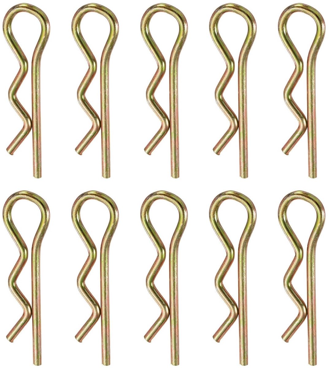 Pack van 10 kleurrijke splintclips, 3.5 mm x 70 mm, gegalvaniseerde veerstaal haarspelden voor aanhangwagens, tractors en grasmaaiers