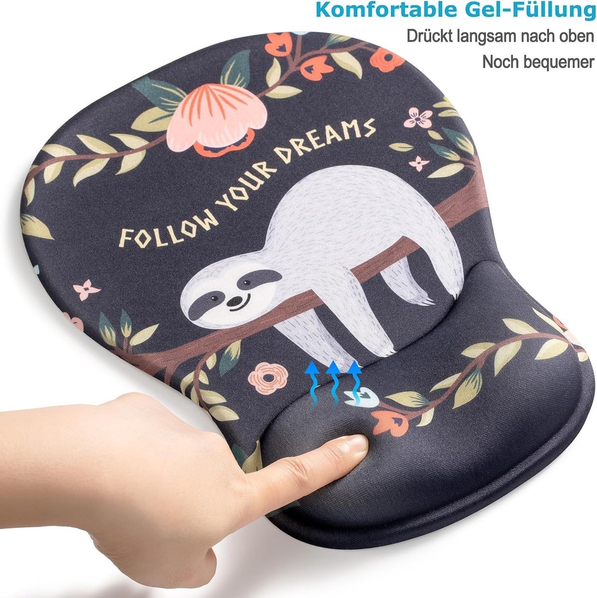 Ergonomische Gel Kussen Muismat met Handsteun in Lichtgrijs, Comfortabele Muismat voor Thuis en Kantoor