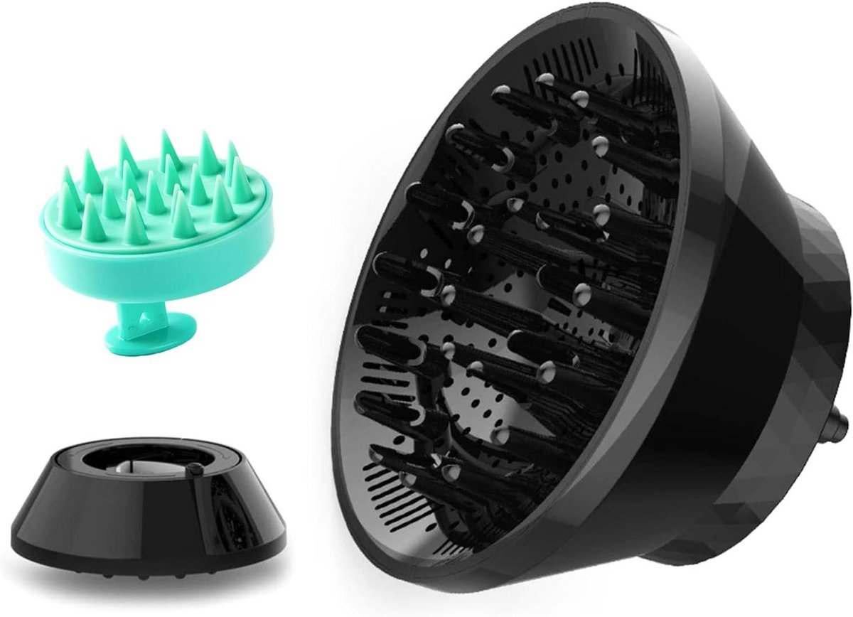 Haardroger Diffuser - Universeel Opzetstuk - Zacht Haar Stylen - Inklapbaar Ontwerp - 45-75 cm - Zwart
