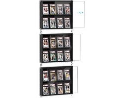 Set van 3 Verzamelframes voor Trading Cards, Wandmontage, Houten Stand met Transparante Deur, Perfect voor Sportkaarten en Verzamelobjecten