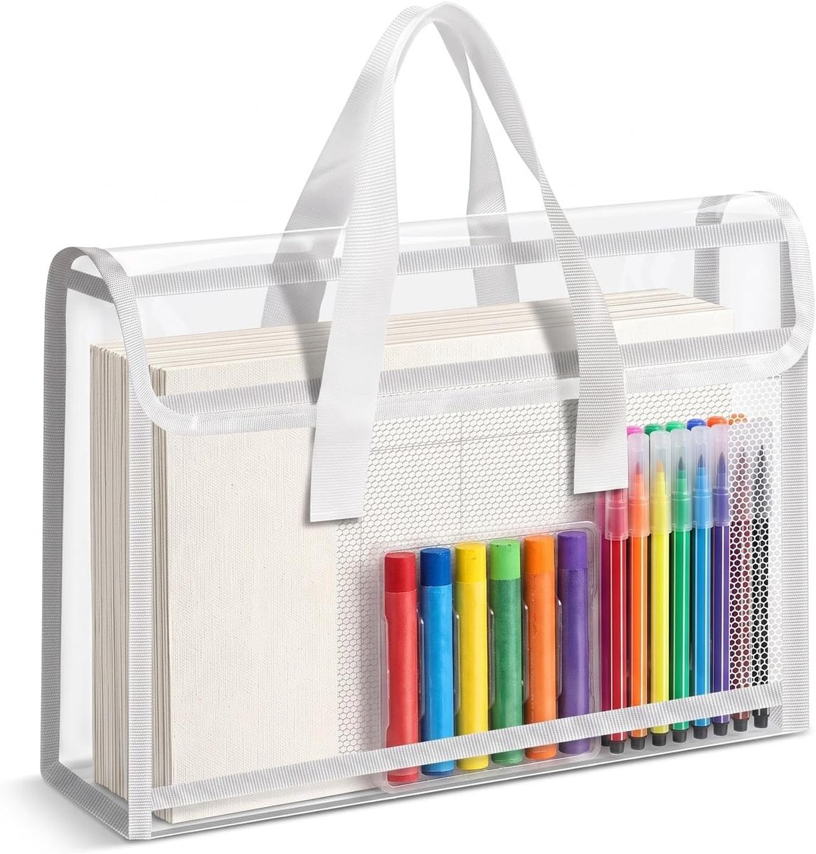 A4 tas met witte klep voor documenten, portfolio en schoolorganizer - waterdichte tekentas voor kunst en tekeningen