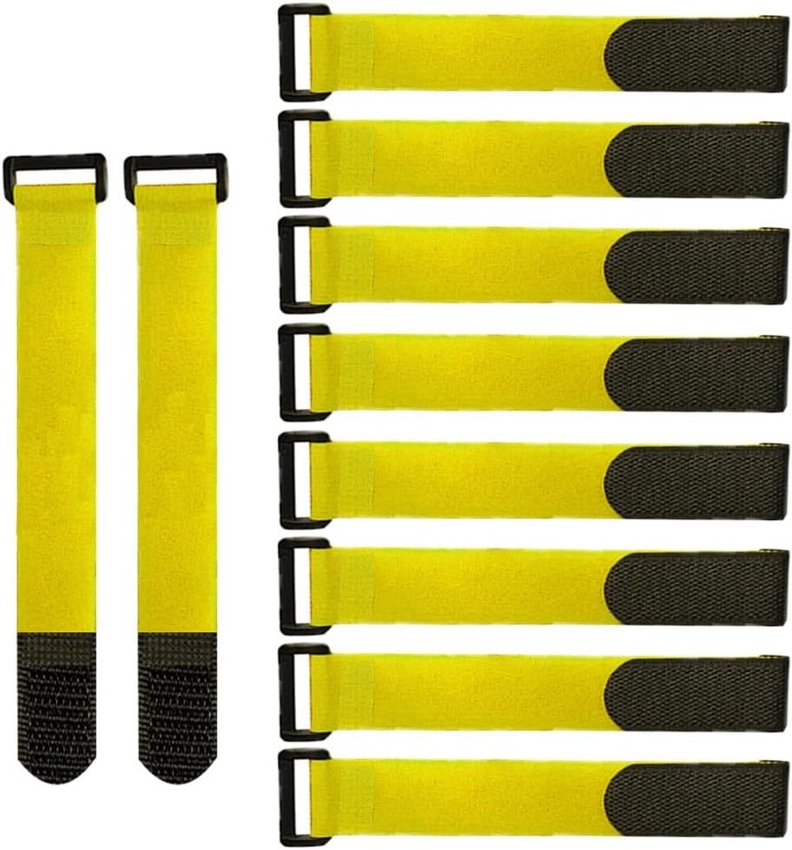 20 Stuks Herbruikbare Nylon Kabelbinders van 20 x 2 cm, Verstelbare Kabelstraps voor Organisatie en Beveiliging, Multifunctionele Cinchriemen in Geel
