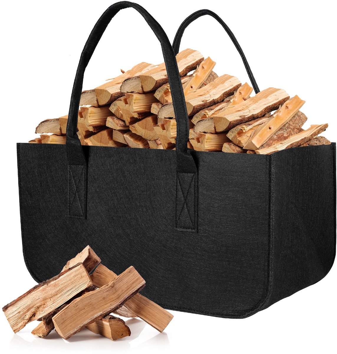 AiQInu Boomtas, opvouwbaar, mand voor open haard, 50 x 25 x 25 cm, multifunctioneel, boodschappentas, voor binnen - ShopVlot
