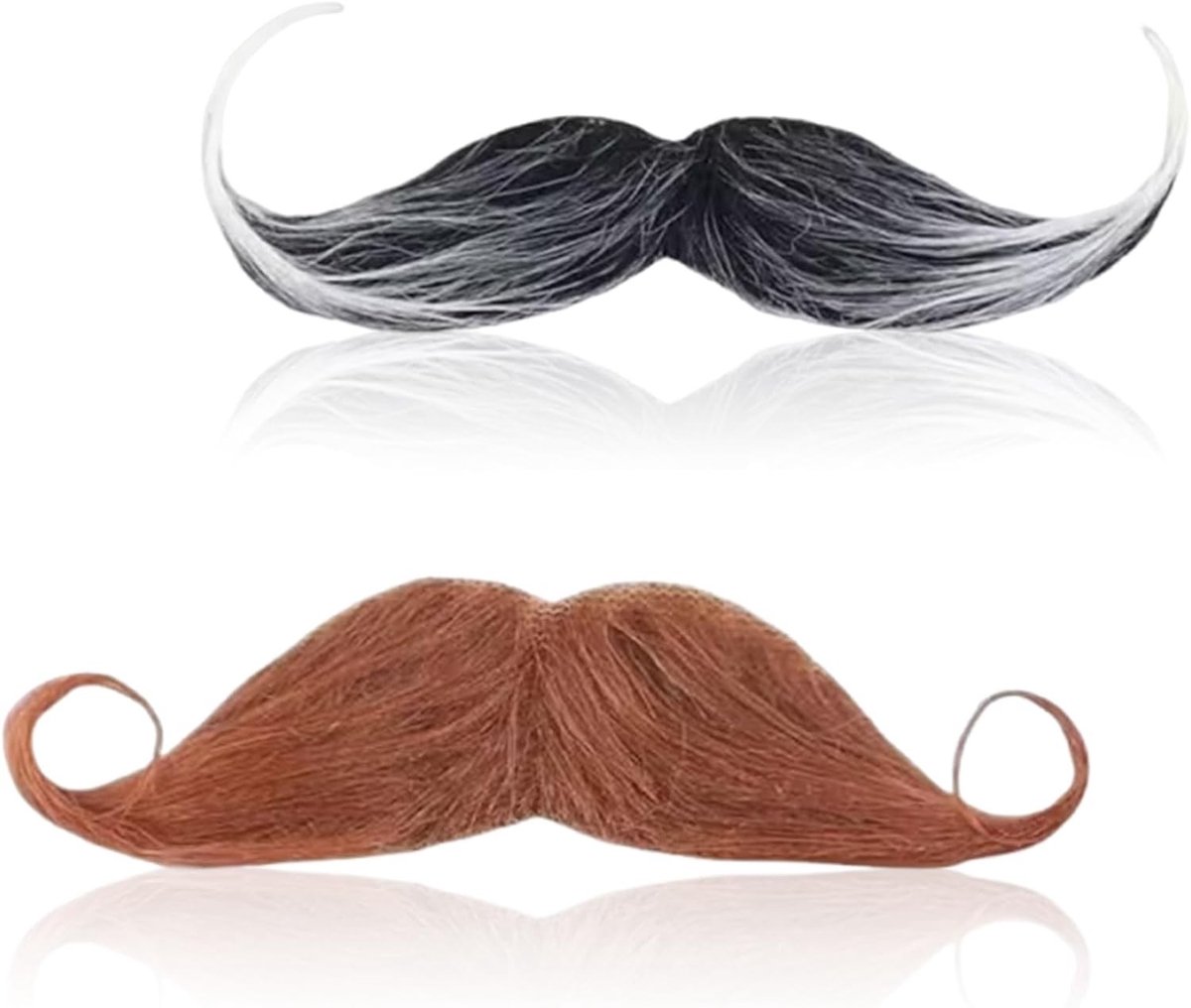 Set van 2 Neppartijen voor Baarden - Faux Baard voor Carnaval en 80's Themafeest (Zwart Bruin)