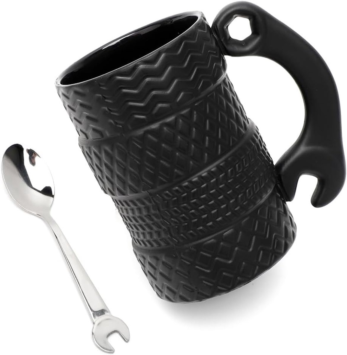 Grote keramische koffiemok met 3D-handvat, 500 ml, perfect voor autoliefhebbers en als verjaardagscadeau voor mannen, ideaal voor thuis of op kantoor