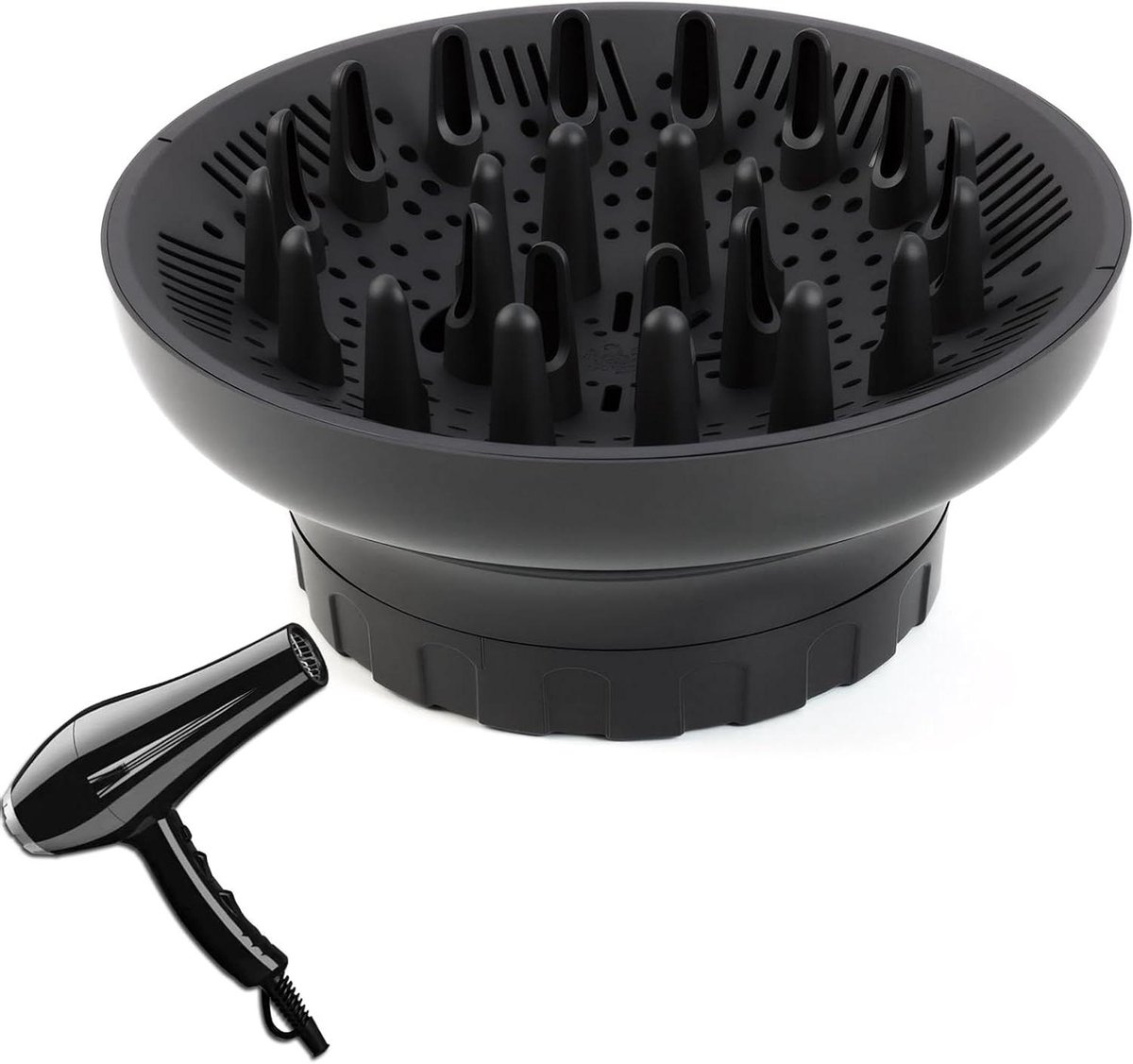 Diffuser Opzetstuk - Haar Diffuser - Krullen Stylen - Universele Pasvorm - 35-66 cm - Zwart